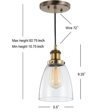 Cleo 5.5" Adjustable Metal/Glass LED Pendant - JONATHAN Y